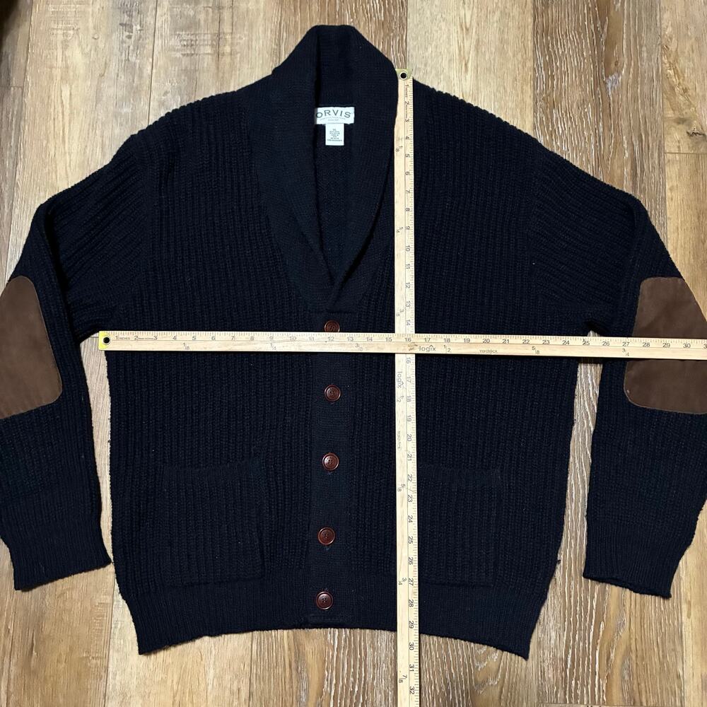 Vtg Orvis Shawl Collar Elbow Patch Wool Cardigan Sweater XL USA Preppy Academia - Picture 5 of 5